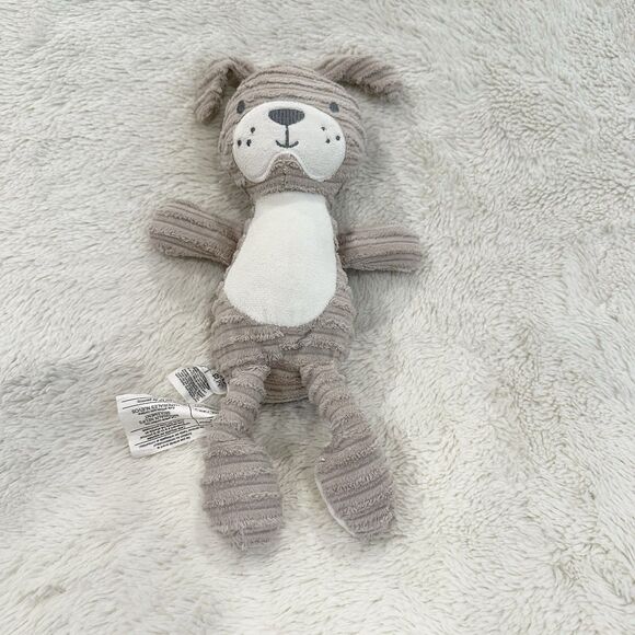 Chick Pea Puppy Dog Plush Corduroy Ribbed Brown Textured Lovey Small Stuffed Toy - Picture 1 of 5